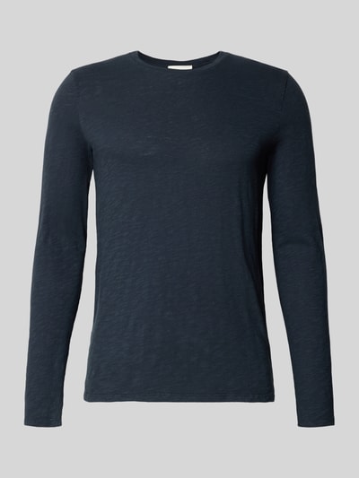 American Vintage Shirt met lange mouwen en ronde hals, model 'BYSAPICK' Donkerblauw - 2