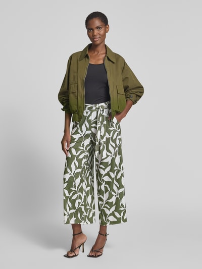 More & More Wide leg stoffen broek met strikceintuur Olijfgroen - 1