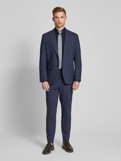 Profuomo Slim fit zakelijk overhemd met haaikraag, model 'Cutaway' Marineblauw - 1