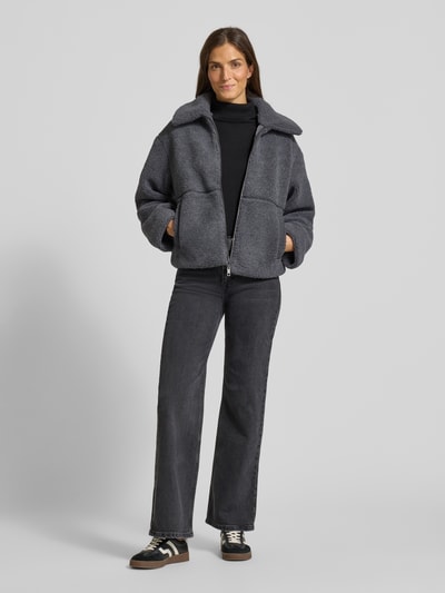 Jake*s Casual Fleecejacke mit Eingrifftaschen Mittelgrau Melange 1