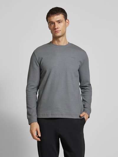 HUGO Longsleeve mit Label-Stitching Modell 'Austin' Stein 4