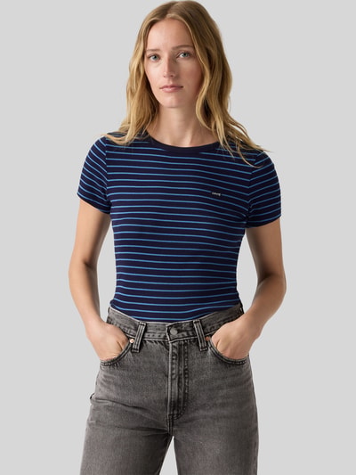 Levi's® Slim Fit T-Shirt aus Baumwoll-Mix mit Logo-Stitching Dunkelblau 1
