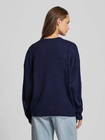 Review Oversized gebreide pullover met ribboorden Marineblauw - 5