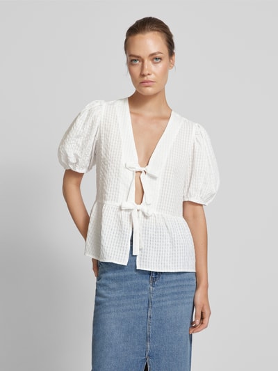 Sisters Point Blouseshirt met pofmouwen, model 'ENGA' Wit - 4