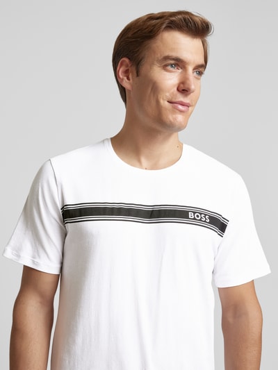 BOSS T-Shirt mit Label-Print Modell 'Urban' Weiss 3