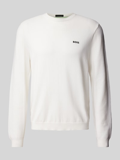 BOSS Green Gebreide pullover met labelprint, model 'Momentum' Wit - 2