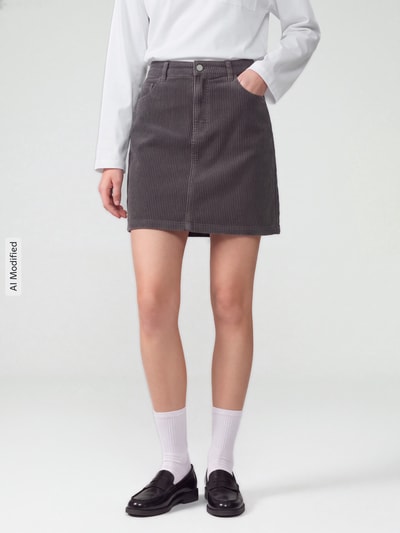 s.Oliver RED LABEL Mini-rok van puur katoen met ribcordstructuur Grafiet - 4