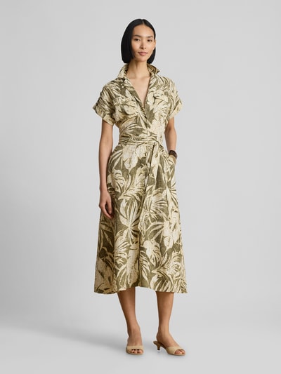 Lauren Ralph Lauren Jurk van puur linnen met strikceintuur Kaki - 4
