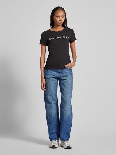 Calvin Klein Jeans T-shirt met labelprint Zwart - 1