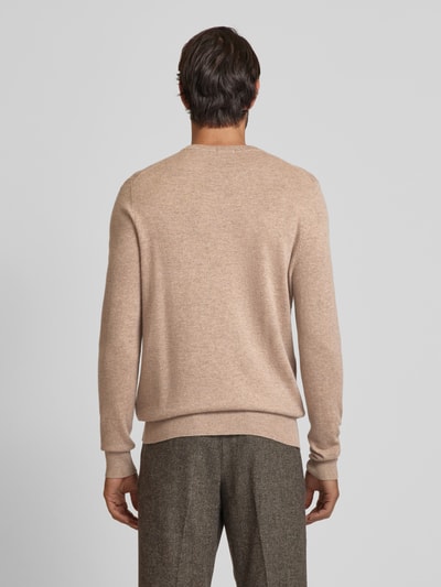 Christian Berg Men Strickpullover mit gerippten Abschlüssen Camel Melange 5