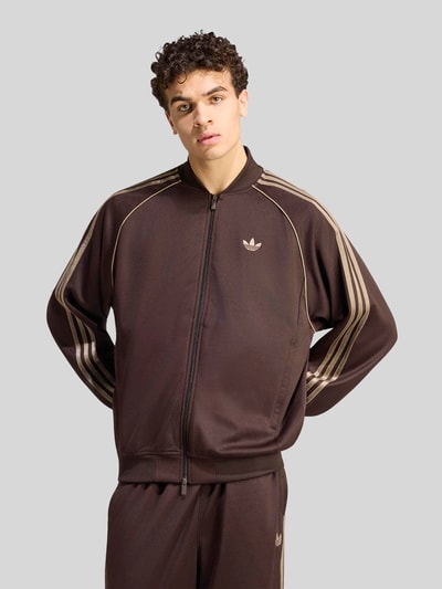 adidas Originals Relaxed Fit Sweatjacke mit Zweiwege-Reißverschluss Dunkelbraun 3