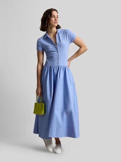 Polo Ralph Lauren Sukienka casualowa z mieszanki bawełny z kołnierzykiem polo Jasnoniebieski 1