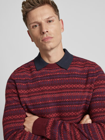 Barbour Gebreide pullover met ronde hals, model 'orkney fair isle' Rood - 3