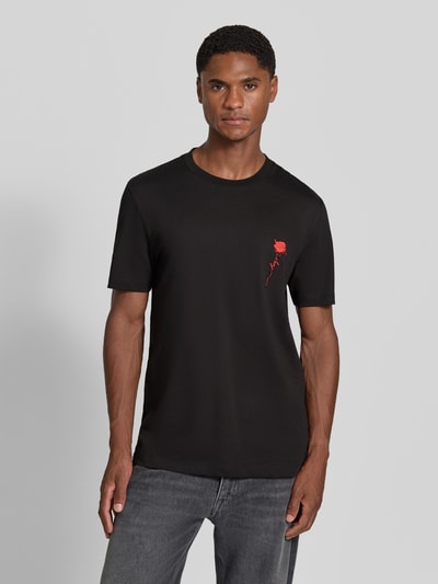 HUGO Regular Fit T-Shirt aus reiner Baumwolle Modell 'Diflow' Black 4