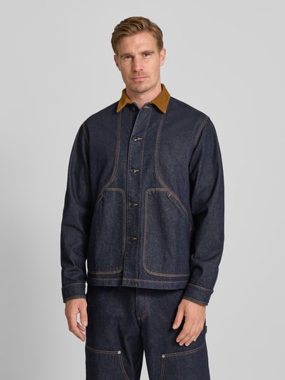 Forét Regular fit overshirt met steekzakken, model 'BERRY' Donkerblauw - 4