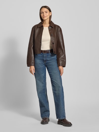 Marc O'Polo Regular Fit Lederjacke aus echtem Lammleder Dunkelbraun 1