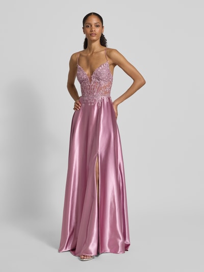 Mascara Abendkleid mit Spitze und Ziersteinbesatz Altrosa 1