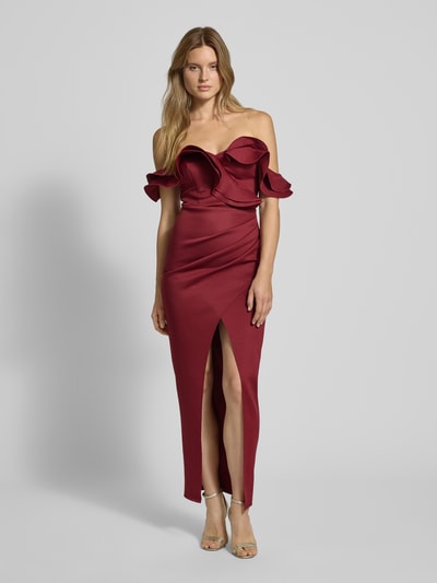 Lipsy Abendkleid mit Volants Dunkelrot 4