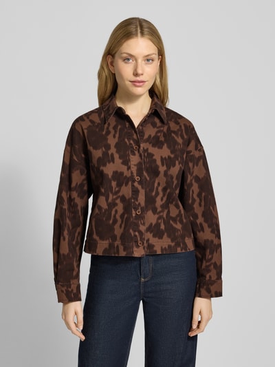 Jake*s Studio Woman Twill Hemdjacke mit Knopfverschluss und Kentkragen Dunkelbraun 4