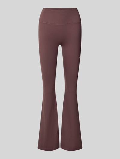Produktfoto, Flared Leggings mit Logo von NIKE TRAINING in Braun, Material-Mix mit Stretch-Anteil, Flared-Cut, elastischer Bund