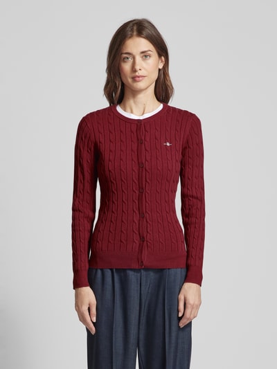 Gant Strickjacke mit Label-Stitching Bordeaux 4