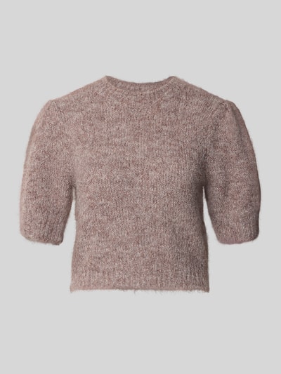 VERO MODA sweter w kroju regular fit z dodatkiem wełny model 'NOVAH' Piaskowy 1