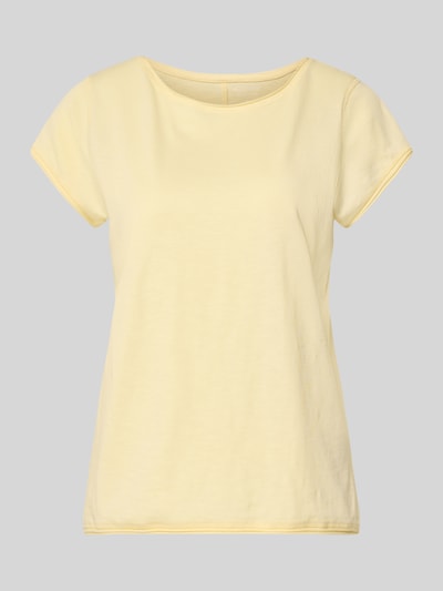 Productfoto, T-shirt met ronde hals van Christian Berg Woman, puur katoen, regular fit, rolzoom, ruglengte maat S 61 cm, lichtgeel.