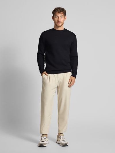 SELECTED HOMME Bluzka z długim rękawem o kroju regular fit z mieszanki wiskozy z długim rękawem i golfem model ‘EMANUEL’ Czarny 1