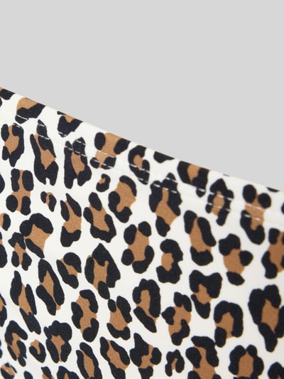 Produktfoto, Slim Fit Bikini-Hose in Allover-Animal-Print von Michael Kors, Elastischer-Material-Mix, Logo-Detail, braun-schwarz-weißes Muster