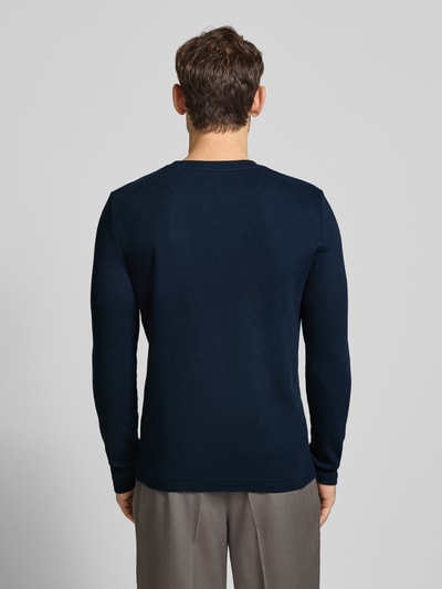 MCNEAL Shirt met lange mouwen, structuurmotief en ronde hals Donkerblauw - 5