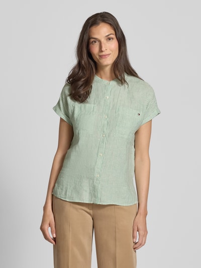 Tommy Hilfiger Relaxed fit linnen blouse met korte mouwen Lichtgroen - 4