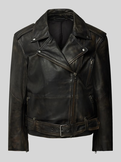 Selected Femme Bikerjack met ritszakken, model 'NANA' Zwart - 2