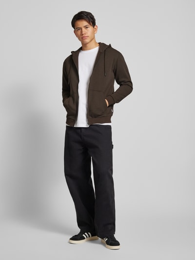 Jack & Jones Sweatjack met steekzakken opzij, model 'BRADLEY' Donkerbruin - 1