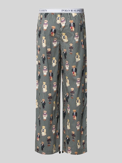 Produktfoto, Regular Fit Pyjama aus reiner Baumwolle von Polo Ralph Lauren, gestreiftes Design mit buntem Bärenmuster, glatte Stofftextur, Damen Pyjama von Polo Ralph Lauren
