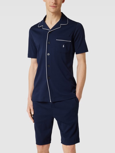 Polo Ralph Lauren Underwear Pyjama met reverskraag, model 'JERSEY PIPING' Marineblauw - 1