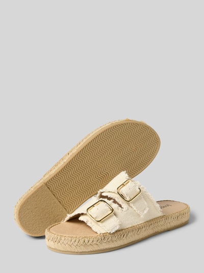 Produktfoto, Sandalette mit Dornschließen Modell 'CLAQUETTE LIN' von Espadrij, Abgerundete-Spitze, Riemen, Gummisohle, Absatzhöhe 2 cm