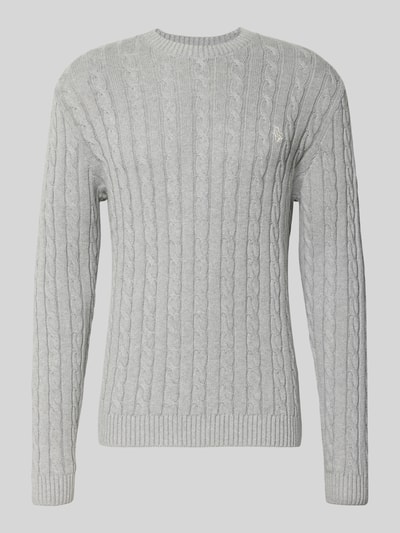 REVIEW Slim Fit Strickpullover reine Baumwolle Hellgrau Melange 1