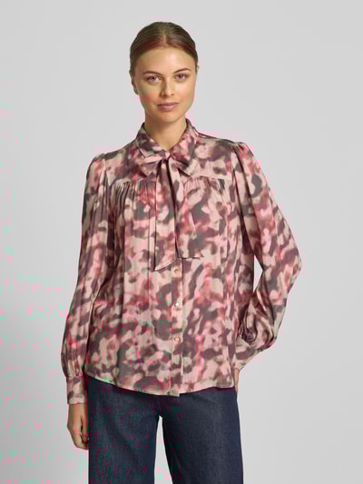 More & More Regular Fit Bluse aus reiner Viskose mit Zierschleife Pink 4