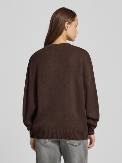 Review Oversized gebreide pullover met ribboorden Donkerbruin - 5