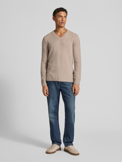 Cinque Gebreide pullover met V-hals, model 'UPO' Beige - 1