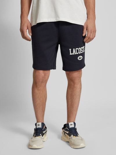 Lacoste Sweatshorts met labelprint Donkerblauw - 4