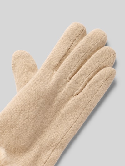 EEM Slim Fit Handschuhe aus Woll-Mix mit Kunstfellbesatz Sand 3