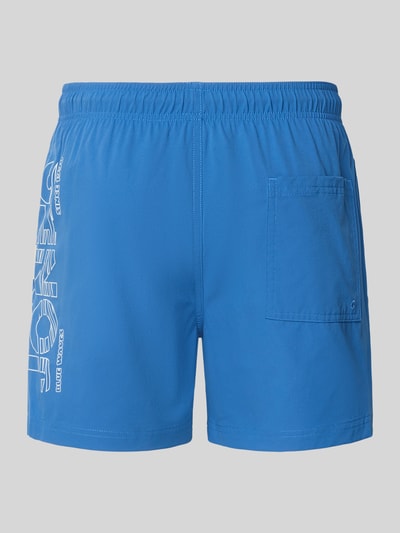 Productfoto, felblauwe zwembroek met labelprint, regular fit, elastische band, model 'MAUI WAVE' van Jack & Jones, heren