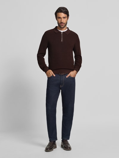 MCNEAL Strickpullover mit Reverskragen Schoko Melange 1