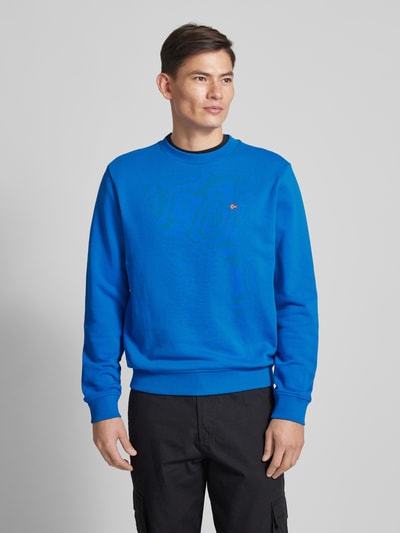 Napapijri Sweatshirt met logostitching, model 'BALIS' Koningsblauw - 4