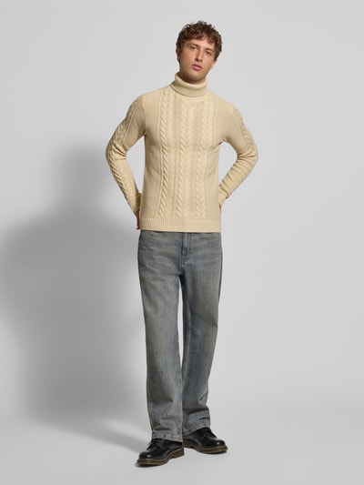 Blend Strickpullover mit Rollkragen Modell 'BASIM' Offwhite 1