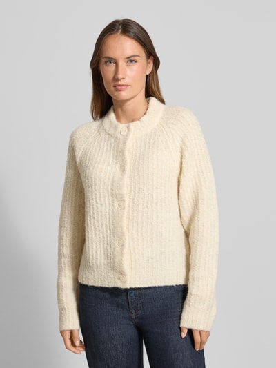 Vero Moda Relaxed fit gebreid jack met wol, model 'CARMEN' Ecru - 4