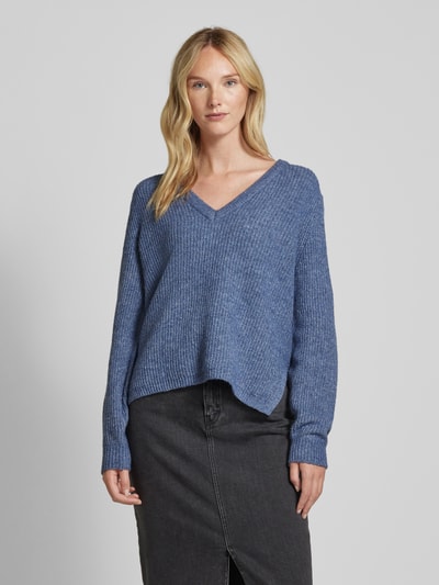 Vila Strickpullover mit überschnittenen Schultern Modell 'BELUNA' Blau 4