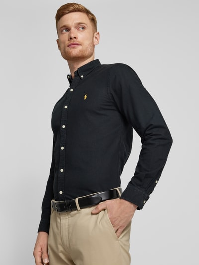 Polo Ralph Lauren Slim Fit Freizeithemd mit Button-Down-Kragen Modell 'OXFORD' Black 3