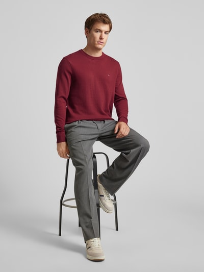 CK Calvin Klein Gebreide pullover met logostitching, model 'PIMA' Donkerrood - 1